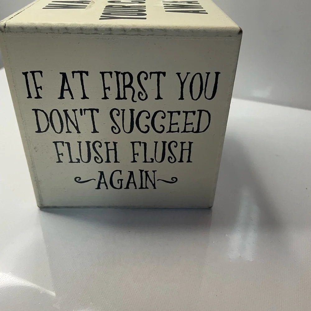 Sign Dice  Bathroom Block Cream and Black with sayings funny rare
